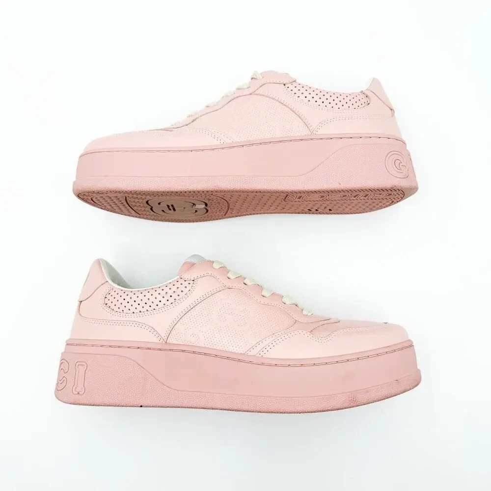 Gucci Jumbo GG Pink Leather Platform Low Top Chunky Sneakers EU 40 US 10